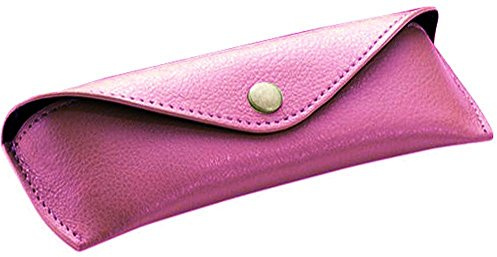 ALASSIO 2684 Brillenetui aus echtem Leder, Brillenbox 16 x 5,5 x 3 cm, Rosa | Lederetui mit Klappe und Druckknopfverschluss aus Metall, Edles Ledercase in Markenqualität, für Brillen und Sonnenbrillen