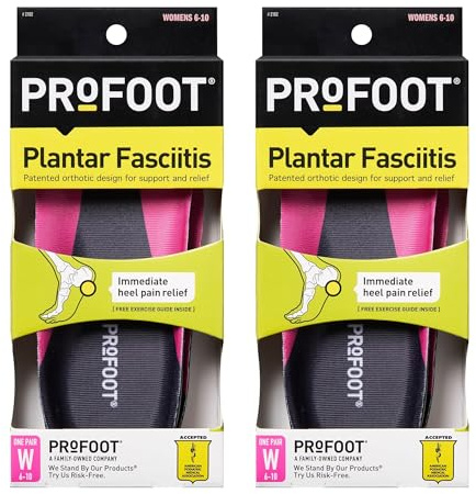 PROFOOT Plantar Fasciitis Orthotic Insoles for Women (Sizes 6-10) – Gel Shoe Inserts for Instant Heel Pain Relief and Arch Support – 2 Pairs of Heel Pads