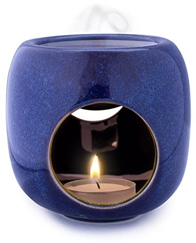 Kaloogo Sabai Scent Pure Duftlampe Keramik für ätherische Öle – minimalistisches Duftlicht – perfekte Wärmeabgabe – hochwertige Duftlampe Teelicht – für Duftwachs und Duftöl – Aromalampe (ozeanblau)