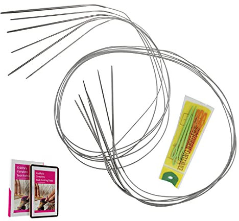KnitPal Rundstricknadel-Set aus Edelstahl, 120 cm, Magic Loop Socken-Stricknadeln, 6 US-Größen: 0/2 mm, 1/2,25 mm, 1,5/2,5 mm, 2/2,75 mm, 3/3,25 mm, 4/3,5 mm, kostenlose Muster & eBook