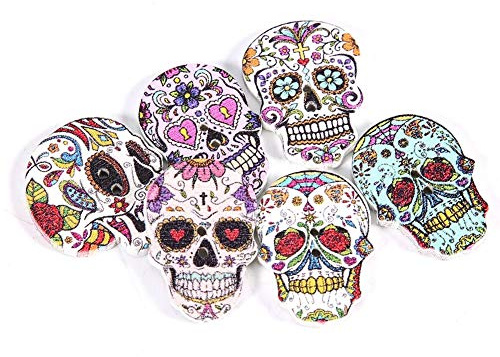 Schädel-Knöpfe 50 Stück, Skelett-Halloween-Festival-Decoden-Knöpfe, Bekleidungszubehör für Scrapbooking Nähen Kartenherstellung, Gemischte Farben
