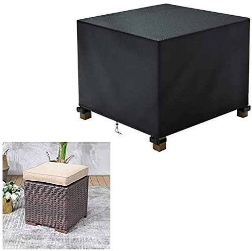 Copertura ottomana per Patio Impermeabile Quadrato,600D Tessuto Oxford Copertura per mobili da Patio con Fibbia e Striscia Riflettente, per mobili da Pranzo, Picnic, tavolini da caffè, sedie