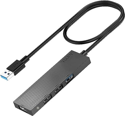 USB Hub, TSUPY USB Adapter with 65cm Cable 4 Port USB Extender for Desktop Computer PC, PS4, Laptop etc