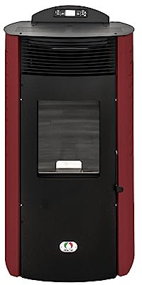 STUFE A PELLET ITALIA Siberia Aria New 15 KW | Pelletöfen Heizt 140m² Effizienz 92% Autonomie 30 Std Programmierbar 5 Geschwindigkeiten und Kräfte 24 Monate Garantie Rot