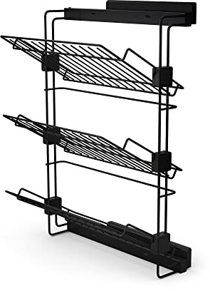 Emuca - Porte-Chaussures latéral Coulissant pour placards et Dressing Hack, Droite, Peint en Noir texturé, Acier