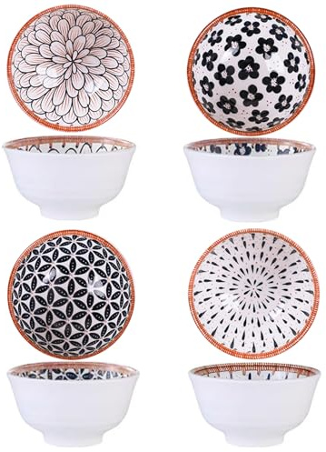 TuYines Cereal Bowls Set,Porcelain Dessert Bowl, Soup Bowls,Dessert Bowls,Ceramic Rice Bowl,4.75 Inch Serving Bowls for Rice,Ice Cream,Soup,Breakfasts,Noodles, Microwave and Dishwasher Safe