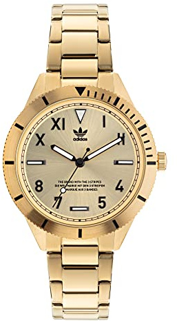 adidas Caja Dorada de Acero Inoxidable con Esfera Dorada, Pulsera de Acero Inoxidable en Tono Dorado AOFH22061, Dorado, Pulsera