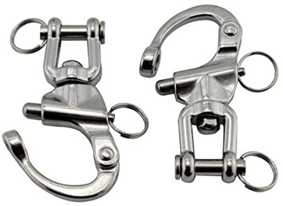2Pcs Marine Swivel Snap Shackle， 316 Stainless Steel Quick Release Diving Clips Swivel Snap Hook for Sailboat Spinnaker Halyard Yacht (Length:128mm)
