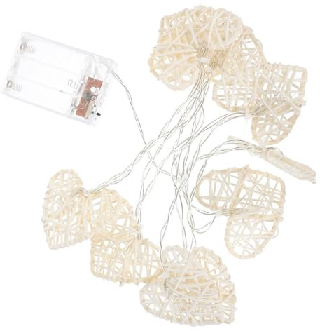 PRETYZOOM Heart Fairy Lights Valentines Day Decoration Rattan Heart String Lights Battery Operated Twinkle Fairy Lights for Kids Bedroom or Party Decoration Battery Operated Lights