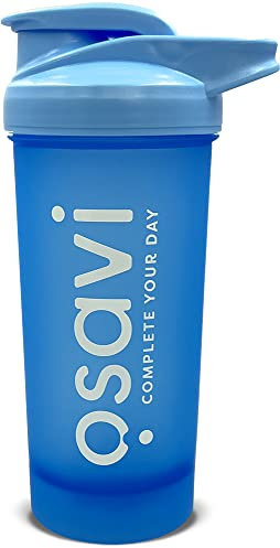 OSAVI Shaker, Blue – 700 ml | Easy–to–Use with Measuring Cup & Metal Ball | Dishwasher Safe & BPA Free
