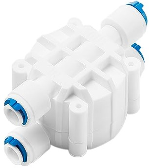 PAROAD Valve d'arrêt automatique à quatre voies avec raccords rapides - Vanne d'arrêt automatique à 4 voies pour tuyau OD 1/4 OD - Système de filtration d'eau potable