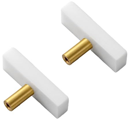 Schrankknöpfe, Schubladengriff, Schubladenknauf, 2 Stück, Marmor-Messinggriff, quadratisch, schwarzer Kristall, Schrank, Kleiderschrank, Tür, Schublade, Schrank, Türknauf, Schwarz, 130 mm ( Color : Wh