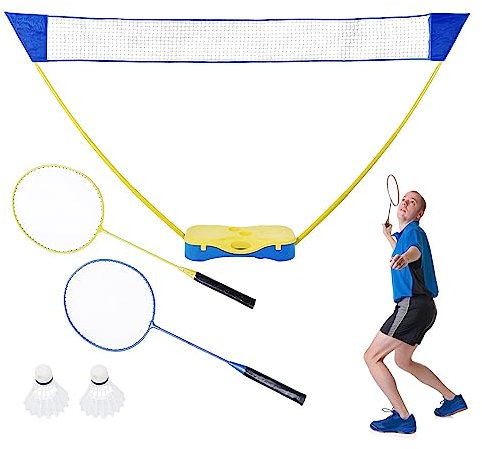 Visiblurry Tragbares Badmintonnetz-Set,Tragbares Badminton-Set mit Netz für Erwachsene - Tragbares Badminton-Set für Garten, Strand, Spiel auf dem Platz, Familienspaß