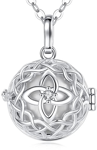 EUDORA Harmony Ball Llamador de Angeles Embarazada Collares de Mujer Embarazo,Nudo Celta Nudo de Bruja Colgante Joyería de Mujer Primer Embarazo Mamá Regalos Originales para Madre, 76cm + 114cm