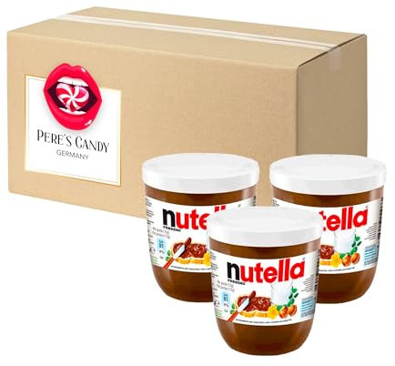Nuss-Nugat-Creme im praktischen Trinkglas 3 x 200g von Pere's Candy mit Geschenk notepad - Bundle