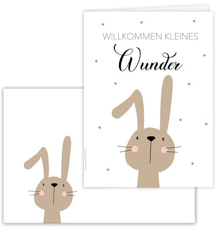 Glückwunschkarten HASE für Taufe und Geburt/Taufkarte mit niedlichem Motiv inklusive Umschlägen (2 Karten + 2 Umschläge HASE)