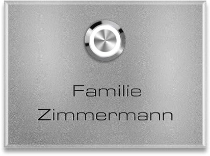 Metzler Funkklingel aus Edelstahl - Kabellos oder kabelgebunden & UV-beständig - hohe Reichweite - Edelstahl Türklingel in RAL 9007 Graualuminium - Gravur optional (1 Taster)