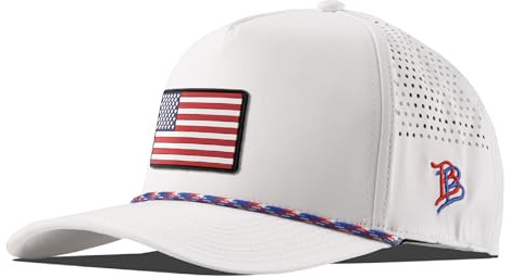 Branded Bills Old Glory American Flag 5 Panel Rope Hats, White/RWB
