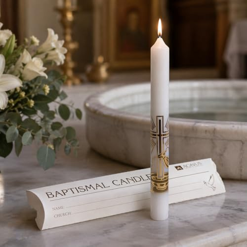 Confezione da 20 candele bianche per battesimo, in scatola di presentazione scrivibile