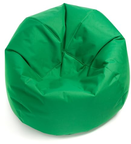 Ecopuf - Puf Puf Verde Talla M - Uso en Interiores y Exteriores - Puff de Tejido Resistente a Las roturas e Impermeable - Relleno de Bolitas de poliestireno - Tamaño 90 x 50 cm