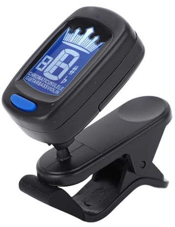 Clip-On-Gitarrenstimmgerät ABS-Tonabnehmer mit Hoher Empfindlichkeit und Klarem LCD-Display, Rutschfeste Klemme für Gitarre, Bass, Violine, Ukulele (BLACK)