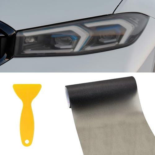 GizuInseti Tönungsfolie Auto Scheinwerfer Rückleuchten Folie 30 * 120Cm, Lampenfolie Folie Für Scheinwerfer Ückleuchten, Schutzfolie Sticker Auto Passgenau Selbstklebende (Matte geräuchertes Schwarz)