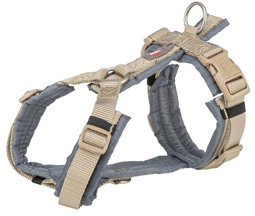 TRIXIE Premium Trekking Geschirr, S: 36–44 cm/15 mm, Sand/Grafit