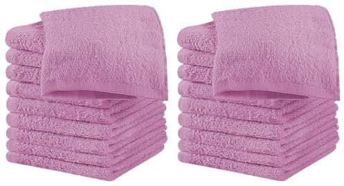 IlGruppone Set 20 Pezzi Lavette Asciugamani Viso Mani 100% Cotone 490 Gsm 30x30 Cm Bagno Bidet Vari Colori Morbide Assorbenti Asciugamano Spugna Ospite - Lilla - 30x30 cm