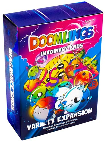 Doomlings Gioco di carte: espansione Varietà di estremità immaginarie - 127 nuove carte, pacchetto 5 in 1 (mercanti magici, glitter, lunari, profondità e fuzelings) | Età 8+, 2-6 giocatori
