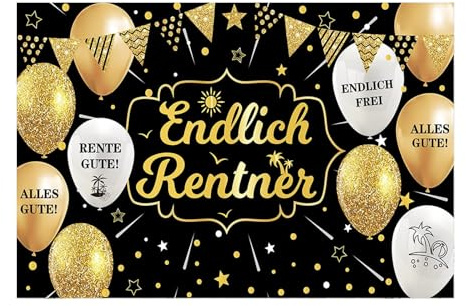 CZAYEFNH Ruhestandsparty-Dekoration, Großes Schwarz-Gold Abschiedsbanner für Renteneintritt – Auffällige Deko für Erwachsene (1,8x1,1 m)