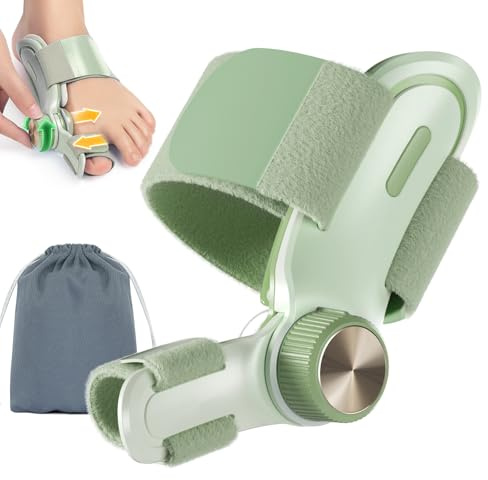 TENICORE Hallux Valgus Korrektur Verstellbarer Knopf, Hallux Valgus Schiene mit 3 Chioces von Winkelbefestigungsplatten,Zehenspreizer Hallux Valgus für Mittelschwerer/schwerer Ballenzeh Grün