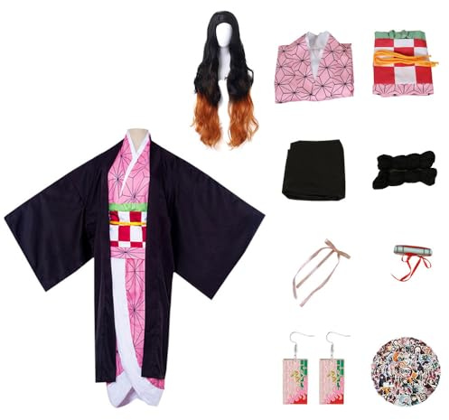 Anime demon Kamado Nezuko cosplay kostymer kimono kostymer cosplay kostymer halloween karneval spel kostymer flickor cosplay dam cosplay, S
