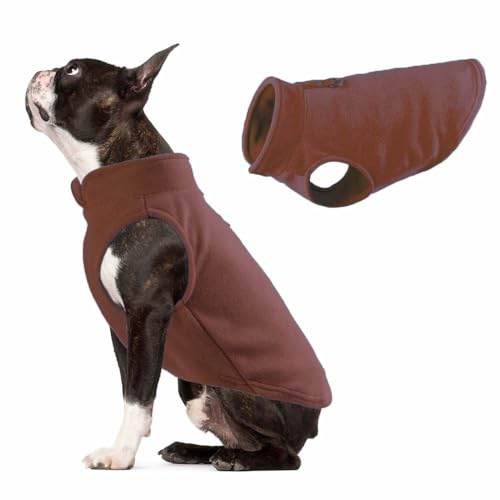 JACKO & CO Fleece-Weste mit Ring für die Leine – weich, leicht, atmungsaktiv für Welpen, kleine, mittelgroße Hunde, Kätzchen, Katzen, Chihuahua, warm für Herbst/Winter (Braun, Größe S, 1,8-2,7kg)