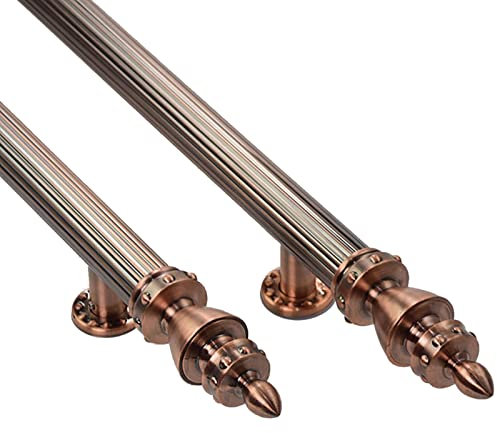 GLJTUO Türgriff-Beschlagset Im Kronenstil, Retro-Rotkupferfarbe, Extra Langer Push-Pull-Türgriff Für Gewerbliche Öffentliche Tore, 1,5 Zoll Breite Stange, Edelstahl,Copper，red-120cm/47 1/4