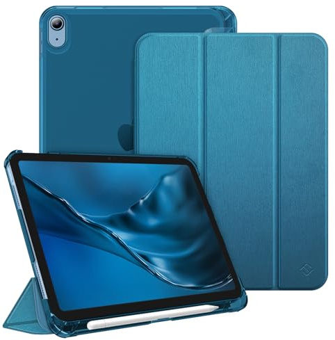 Fintie Hülle für iPad (A16) 11./10. Generation (2025/2022) mit Stifthalter – ultradünne, leichte Schutzhülle mit Hart-PC, Transparente Rückseite, Blaugrün