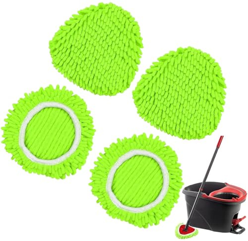 Lot de 4 têtes de serpillère pour Vileda Turbo EasyWring en Microfibre triangulaires rotatives à 360 ° pour Tous Les sols, lavables en Machine, Utilisation Humide et sèche