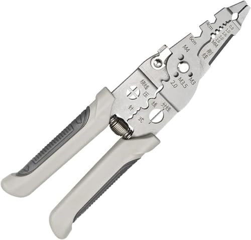 Spelafili,Multifunzionale Spelafili Acciaio Inox,Tagliafili Avvolgifilo Pinze,Spelafili per Elettricista per Spaccare Utensile da Elettricista per Tagliare,Spelare,Cesoie,Rimozione,28-in-1