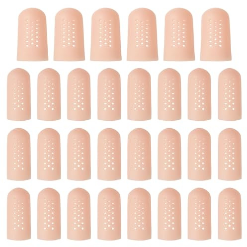 PATIKIL Fundas Para Dedos Silicona, Protectores Puntas Dedos Guantes Respirables Gorros Reutilizables Agujeros Aire Piel Seca Y Agrietada, 1.77x0.67 Pulgadas, 1.77x0.94 Pulgadas, 30 Piezas