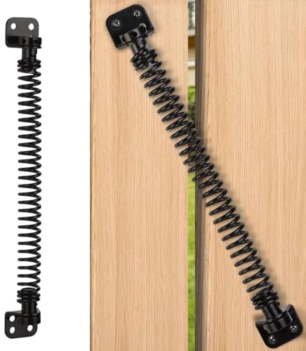 Garden Mile Heavy Duty 10 Inch Black Powder Coated Steel Self Closing Gate Spring Hardware Adjustable Metal Spring Closure Versatile Metal Spring Gate Spring Closer