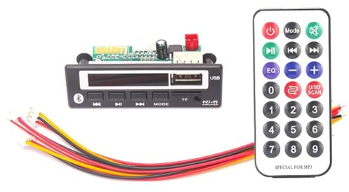 Cpolebev Scheda Decoder MP3 Wireless Ricevitore Bluetooth 5.0 A 12V per Auto con Modulo Radio FM, Ingresso TF USB 3.5mm AUX, Adattatore Audio. Facile da Usare e Resistente, con Finiture di Alta Qualit