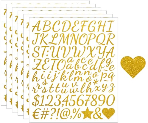 Calkkrer 6 Blatt Selbstklebende Glitzer Buchstaben Aufkleber, Für Klassenzimmer Deko, Abschlussmütze Verzierung, DIY Bastelkunst, Geschäfts- Und Adressnummern Sticker