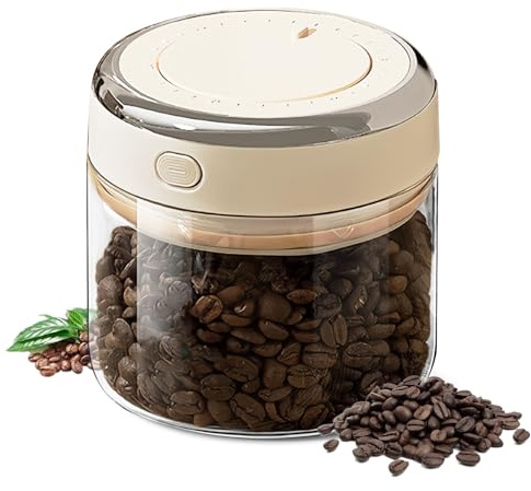 GOEDCH Caja de café hermética 500 ml: recipiente de almacenamiento para café, tarro con tapa al vacío, caja de grano de ca hada con válvula de drenaje e indicador de fecha para ca he, té, nuez