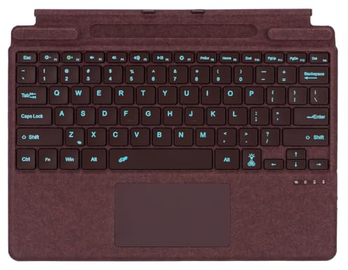 Synchro Bands Bluetooth-tangentbord för Microsoft Surface Pro Copilot+ PC (11:e upplagan), kompatibelt med Pro 8/9/10/X/11, QWERTZ, styrplatta, USB-laddning, tyska (vinröd)