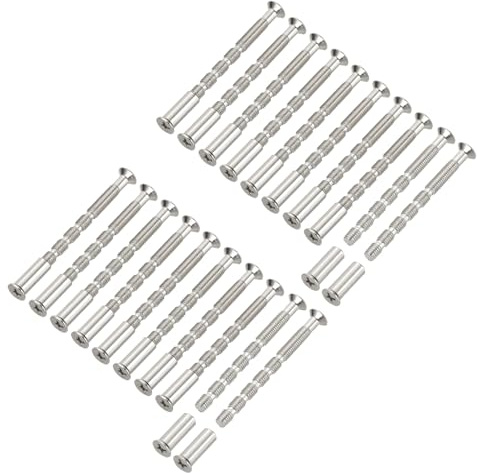 PATIKIL 20 set korsförbindningsskruvar med M5 x 60 mm hylsskruvar M5 x 17 mm hylsmuttrar, metallanslutningsskruvar set för förvaringslådor skåp dörr fönster, silver möbelskruvar