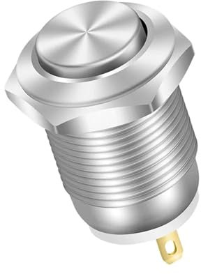 6 pezzi 12mm Interruttore a pulsante momentaneo 12V Pulsante di alimentazione impermeabile Piccolo rotondo Metallo inossidabile cromato 2 pin N/O