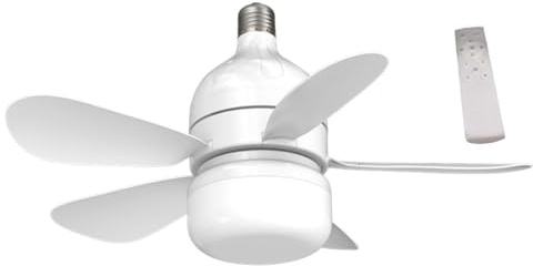 Lightbulb Ceiling Fan - Ceiling Fan with LED Light, Remote Operated Mini | Adjustable Speed Lamp, 3-Mode Light Output, Energy-Saving Socket, Decorative for Tent Bedroom Space