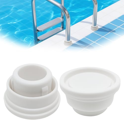 2 Pièces Pare Choc Echelle Piscine Blanc, Blanc, pour Les Piscines | 3.9 x 3.3 x 6cm,Caoutchouc Augmente la Friction, ce qui le Rend Antidérapant, Durable et Facile à Installer