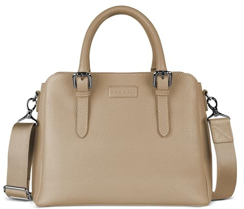 bugatti Elsa Damen-Handtasche aus Leder, Henkeltasche mit extra Schulterriemen
