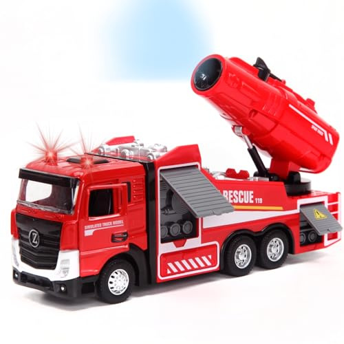 funnykid Feuerwehrauto,halbmetallisches Modell füir Kinder ab 4 Jahren, idealesWeihnachtsgeschenk für Jungen 4 5 6 7 8 9 Jahre, geeignet für drinnen & drauBen，Nebelstil