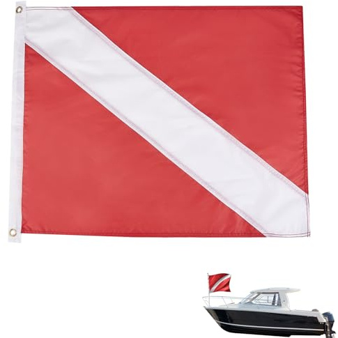 Flag De - 2 Pièces Diver Boot Fage | Drapeau Alpha en Polyester Bleu Et Blanc | Placs De Plngée pour Plonge, Plongée Gratuite, Pêche À La Lance, Plong en Apnée, 19,7 X 24 Pouces